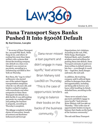 Dana Transport Says Banks Pushed It Into $500M Default